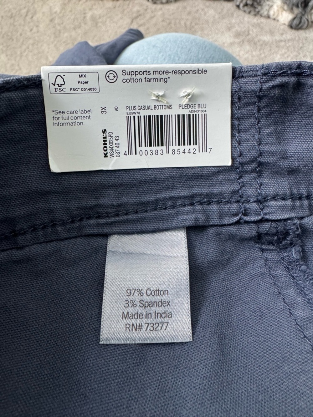 Kohl's Pledge Blu Plus Casual Bottoms - Dark Blue - Picture 2 of 3